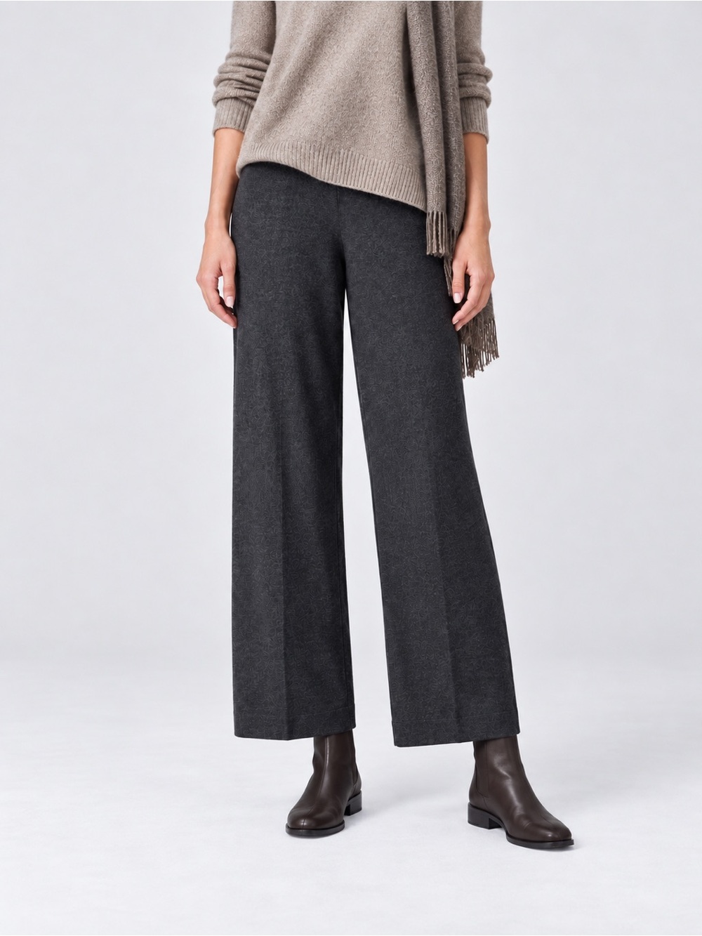 Eileen Fisher Dark Charcoal Wide Straight-Leg Pants